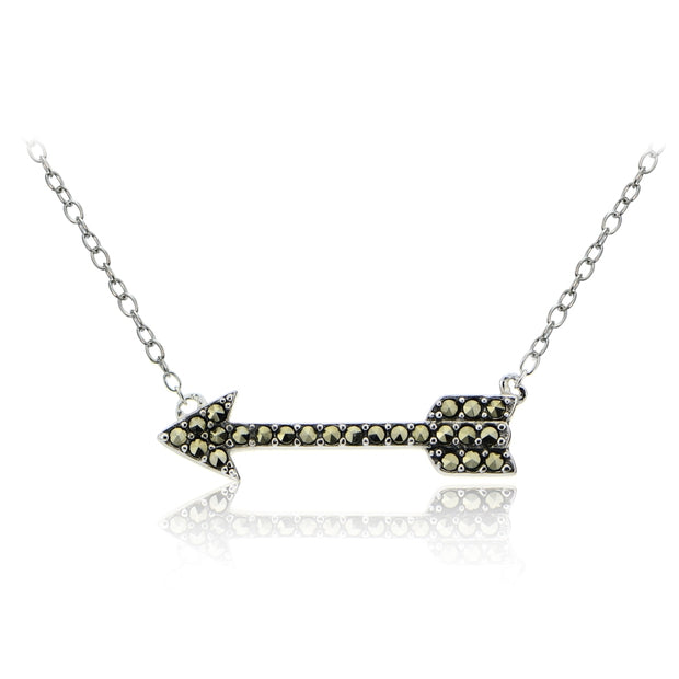 Sterling Silver Marcasite Love Arrow Necklace