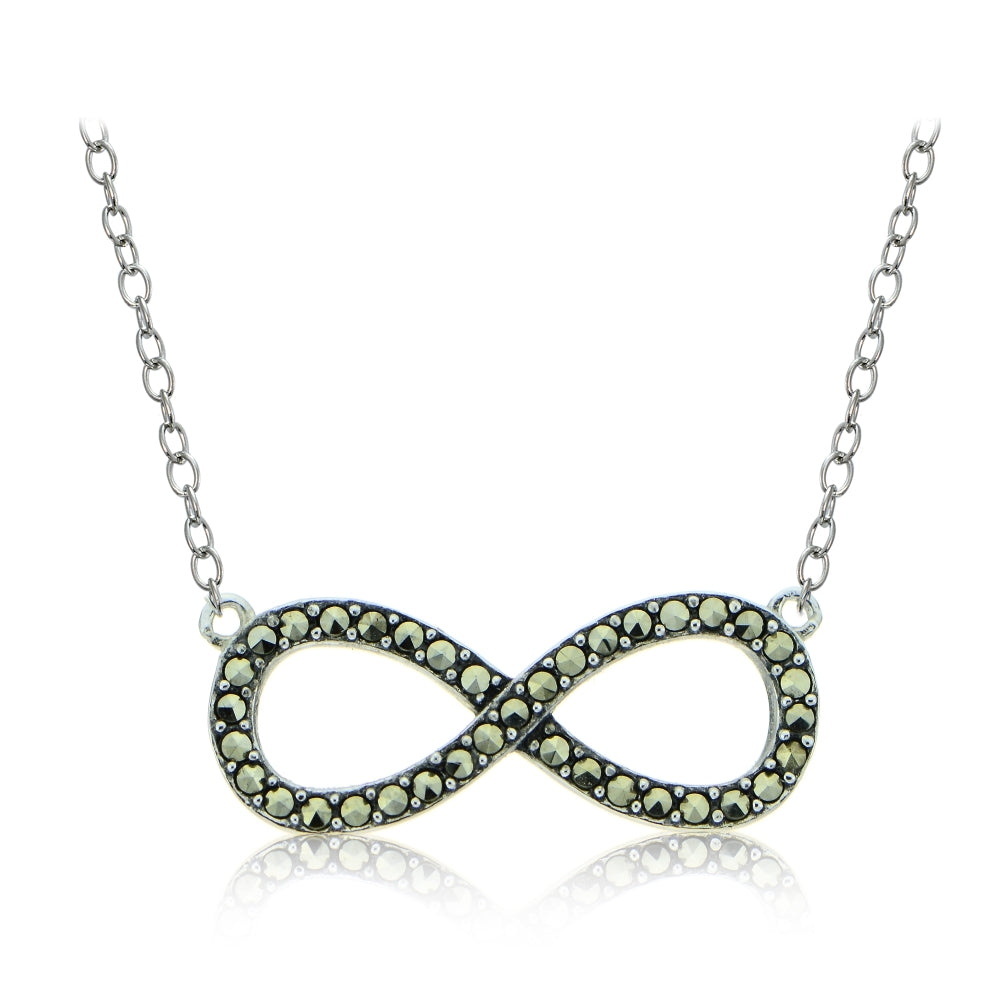 Sterling Silver Marcasite Infinity Necklace