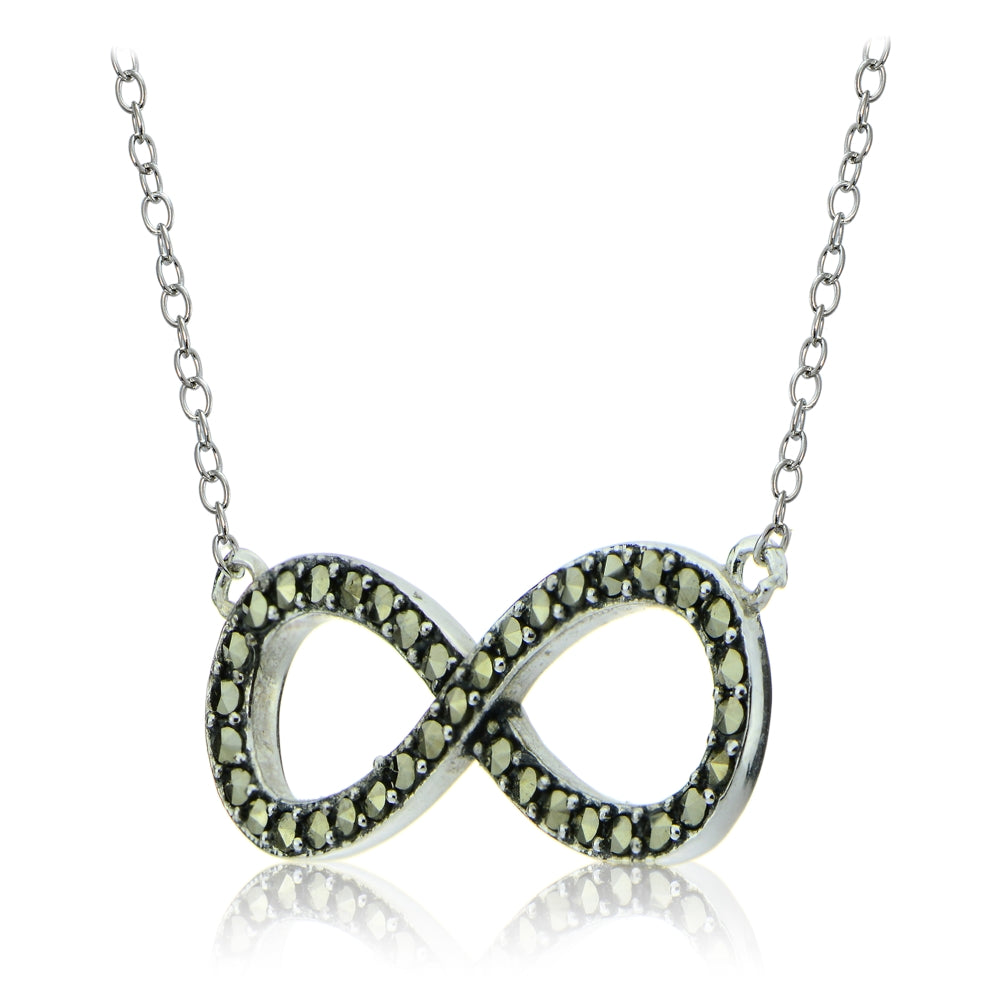Sterling Silver Marcasite Infinity Necklace-2