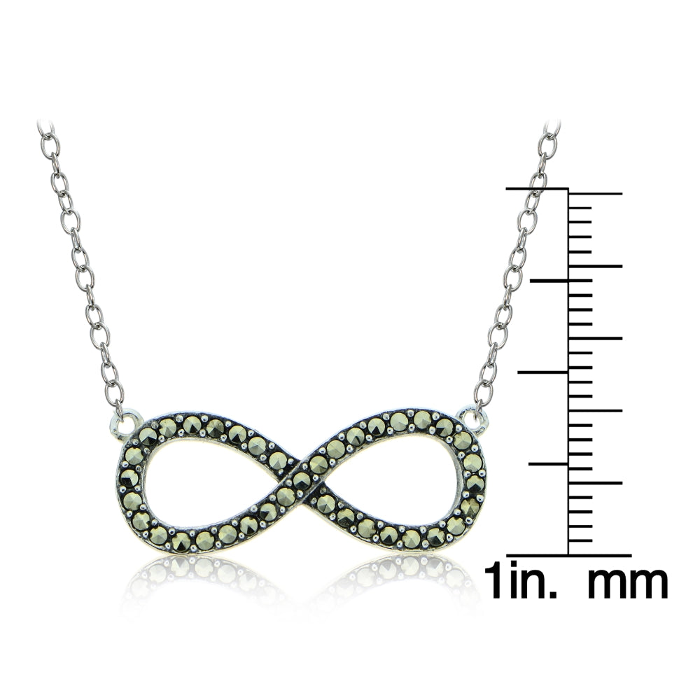 Sterling Silver Marcasite Infinity Necklace-3
