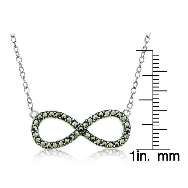 Sterling Silver Marcasite Infinity Necklace