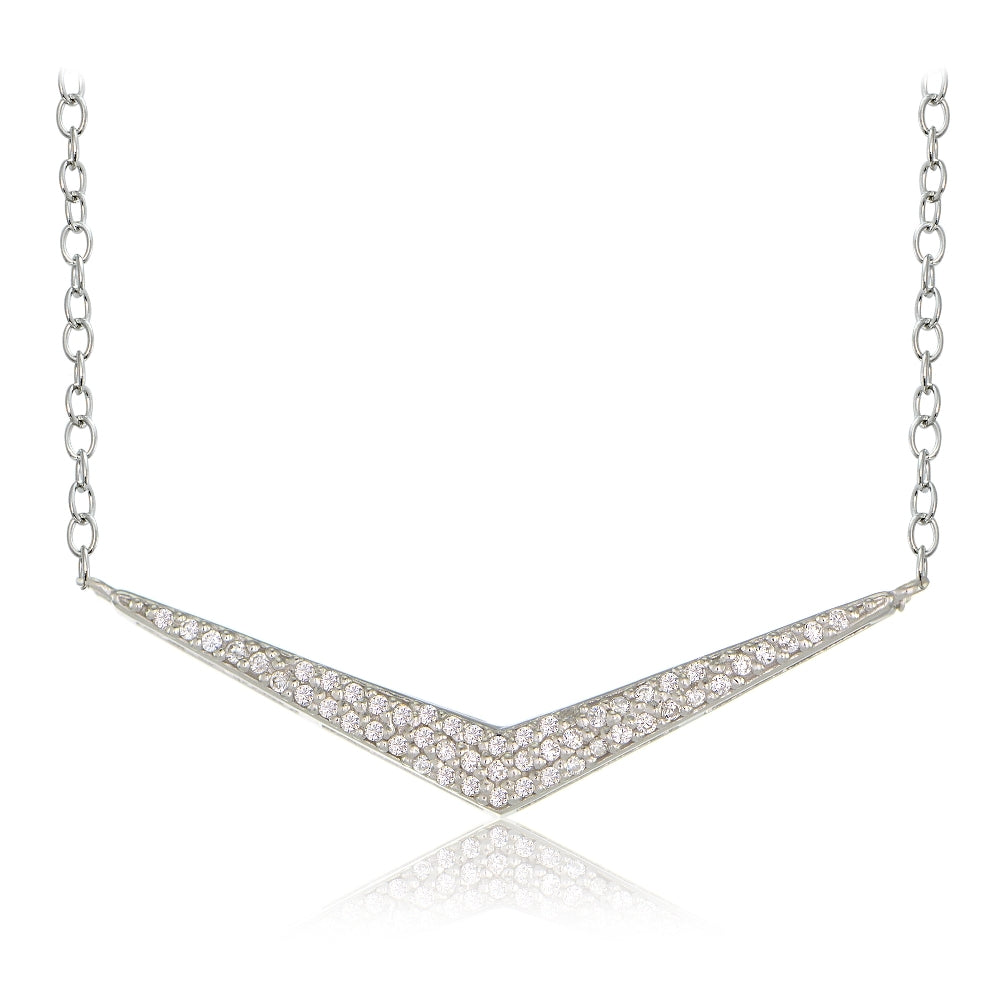 Sterling Silver Cubic Zirconia V Necklace