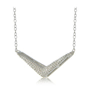 Sterling Silver Cubic Zirconia V Necklace