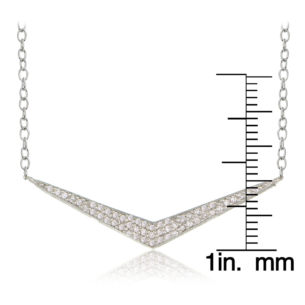 Sterling Silver Cubic Zirconia V Necklace-3