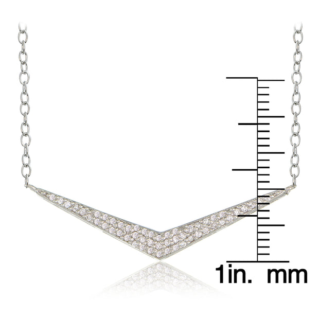 Sterling Silver Cubic Zirconia V Necklace