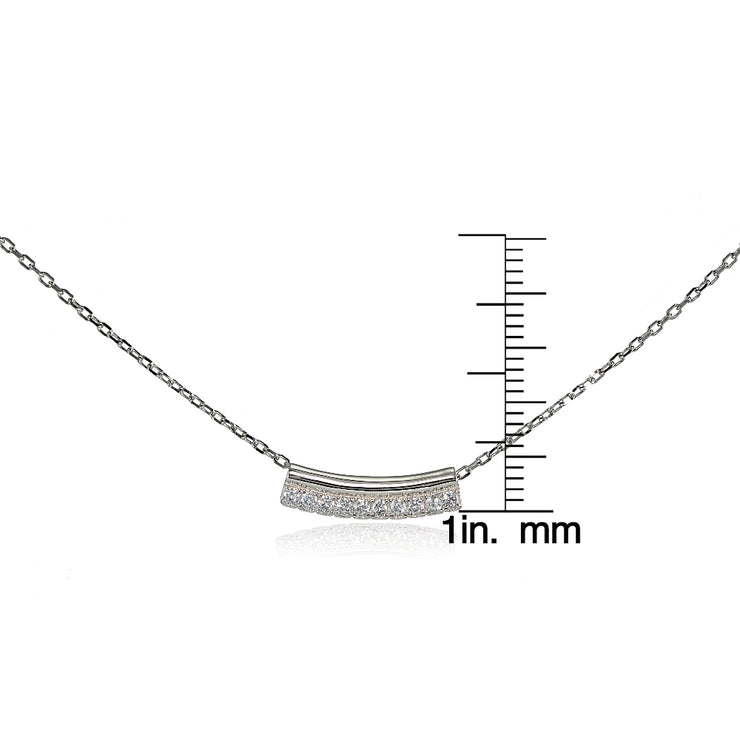 Sterling Silver Cubic Zirconia Bar Choker Necklace