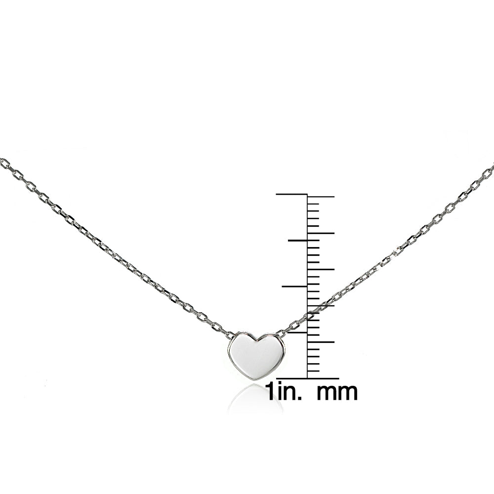 Sterling Silver Polished Heart Choker Necklace-3