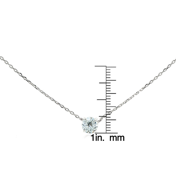 Sterling Silver Cubic Zirconia Solitaire Choker Necklace