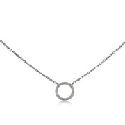 Sterling Silver Cubic Zirconia Circle Choker Necklace