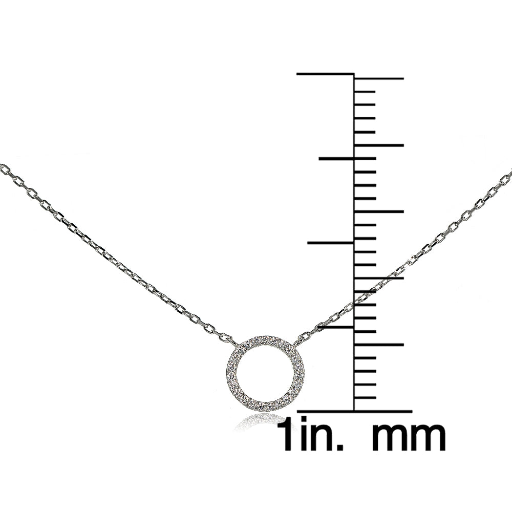 Sterling Silver Cubic Zirconia Circle Choker Necklace-3