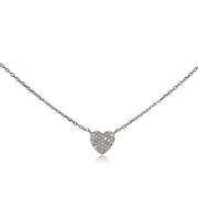 Sterling Silver Cubic Zirconia Heart Choker Necklace