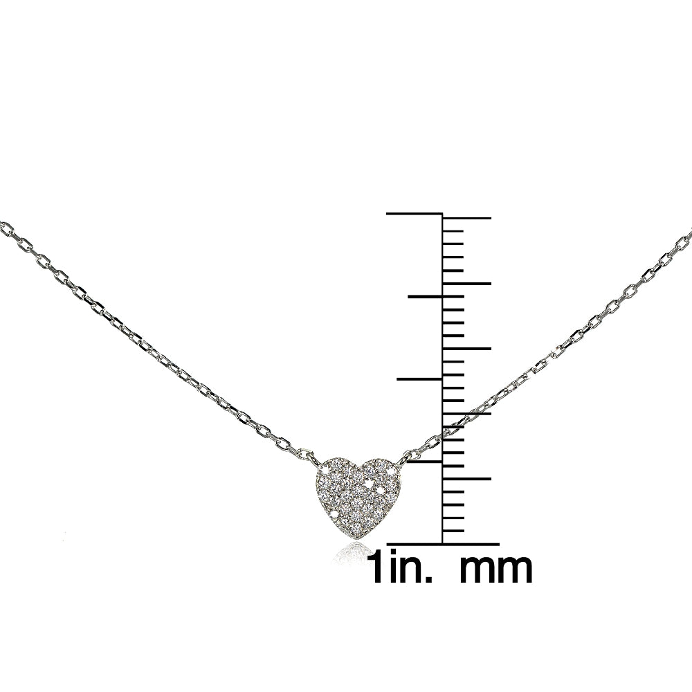 Sterling Silver Cubic Zirconia Heart Choker Necklace-2