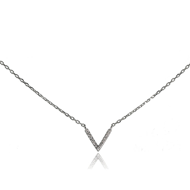 Sterling Silver Cubic Zirconia "V" Choker Necklace