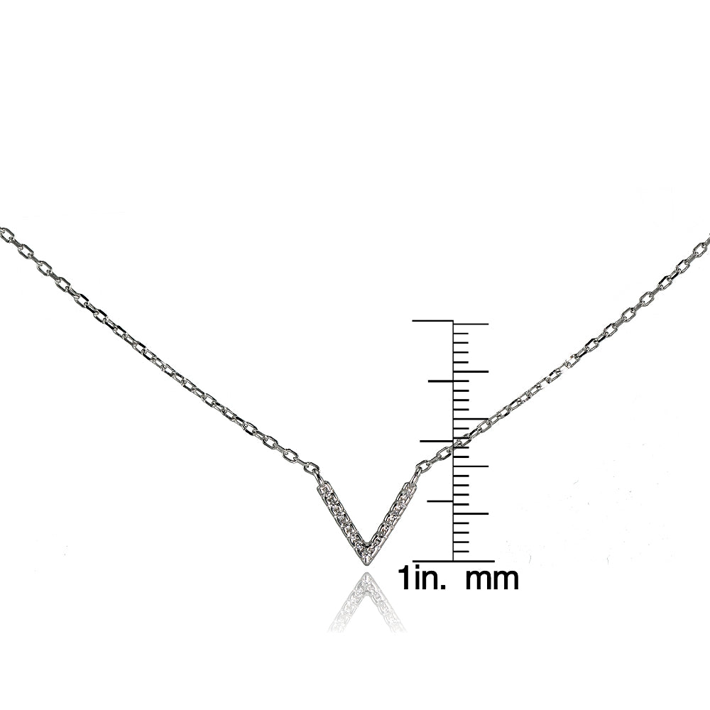 Sterling Silver Cubic Zirconia "V" Choker Necklace-3