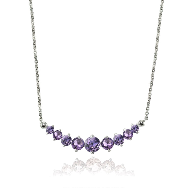 Sterling Silver Amethyst Graduated Necklace