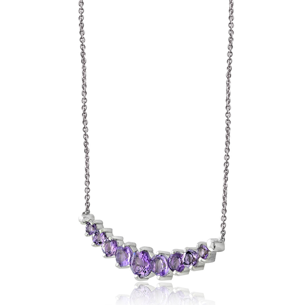 Sterling Silver Amethyst Graduated Necklace-2