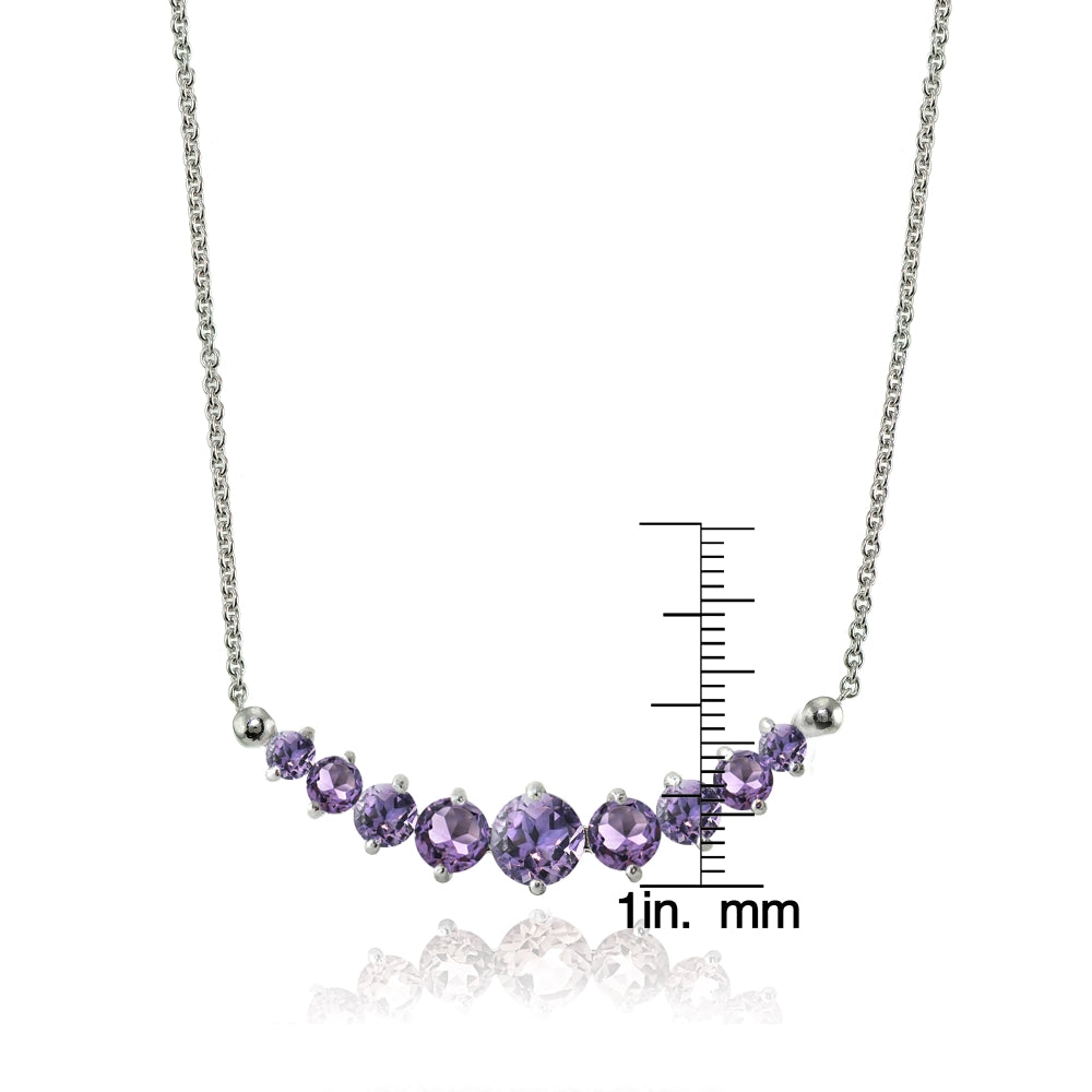Sterling Silver Amethyst Graduated Necklace-3