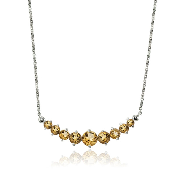 Sterling Silver Citrine Graduated Necklace