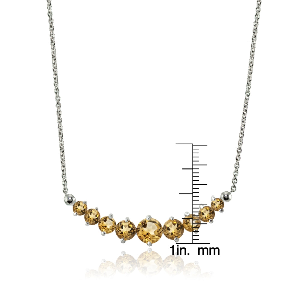 Sterling Silver Citrine Graduated Necklace-3