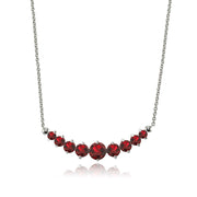 Sterling Silver Created Ruby Graduated Necklace