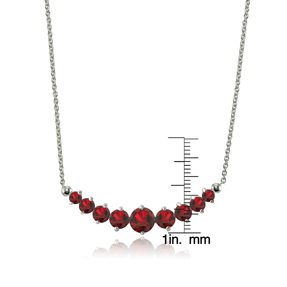 Sterling Silver Created Ruby Graduated Necklace-3