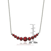 Sterling Silver Created Ruby Graduated Necklace
