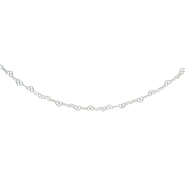 Sterling Silver 3.5mm Intertwining Hearts Link Chain Necklace, 16 Inches
