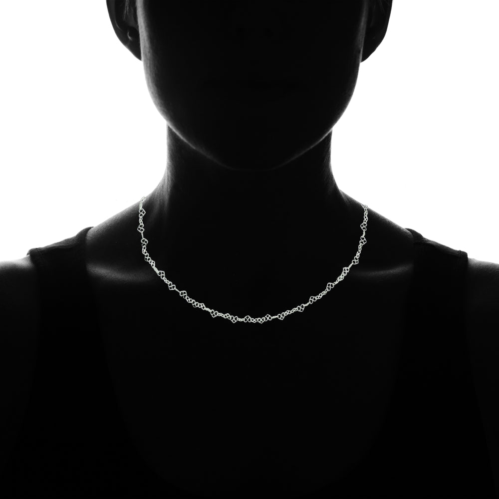 Sterling Silver 3.5mm Intertwining Hearts Link Chain Necklace, 16 Inches-3