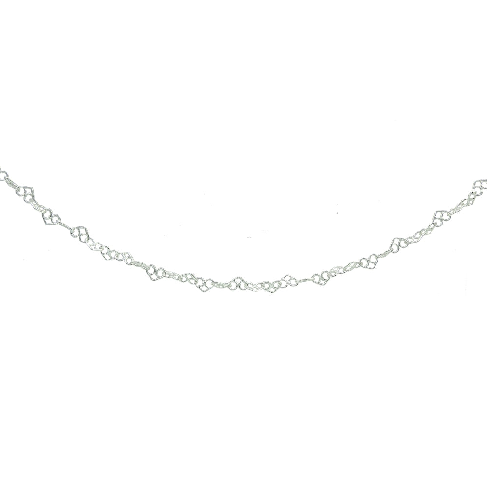 Sterling Silver 3.5mm Intertwining Hearts Link Chain Necklace, 18 Inches