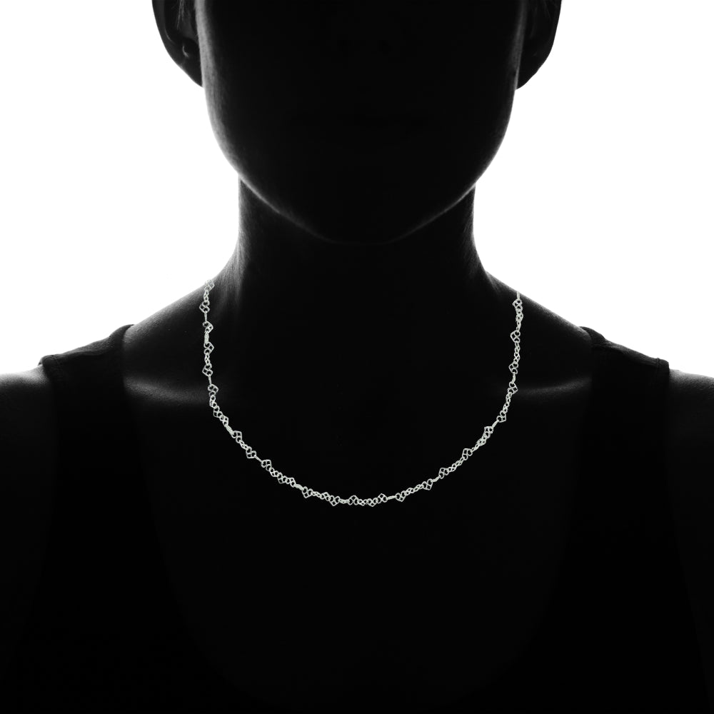 Sterling Silver 3.5mm Intertwining Hearts Link Chain Necklace, 18 Inches-3