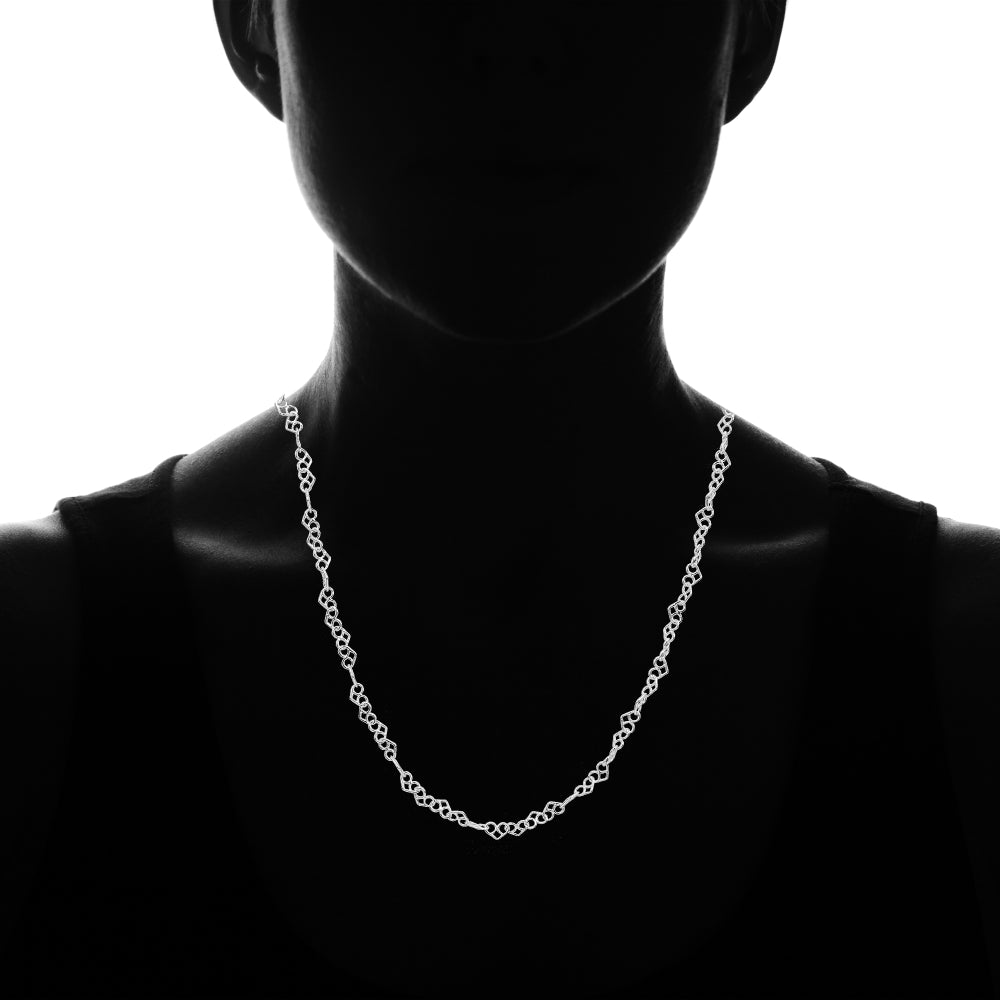 Sterling Silver 3.5mm Intertwining Hearts Link Chain Necklace, 20 Inches-3