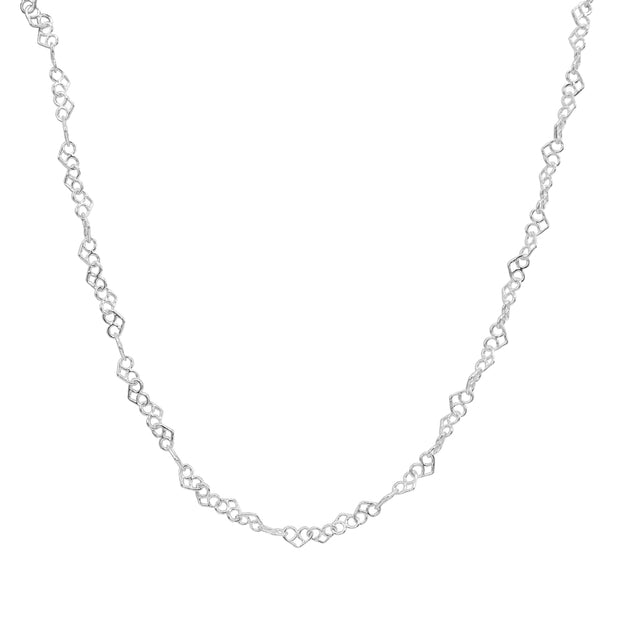 Sterling Silver 3.5mm Intertwining Hearts Link Chain Necklace, 24 Inches