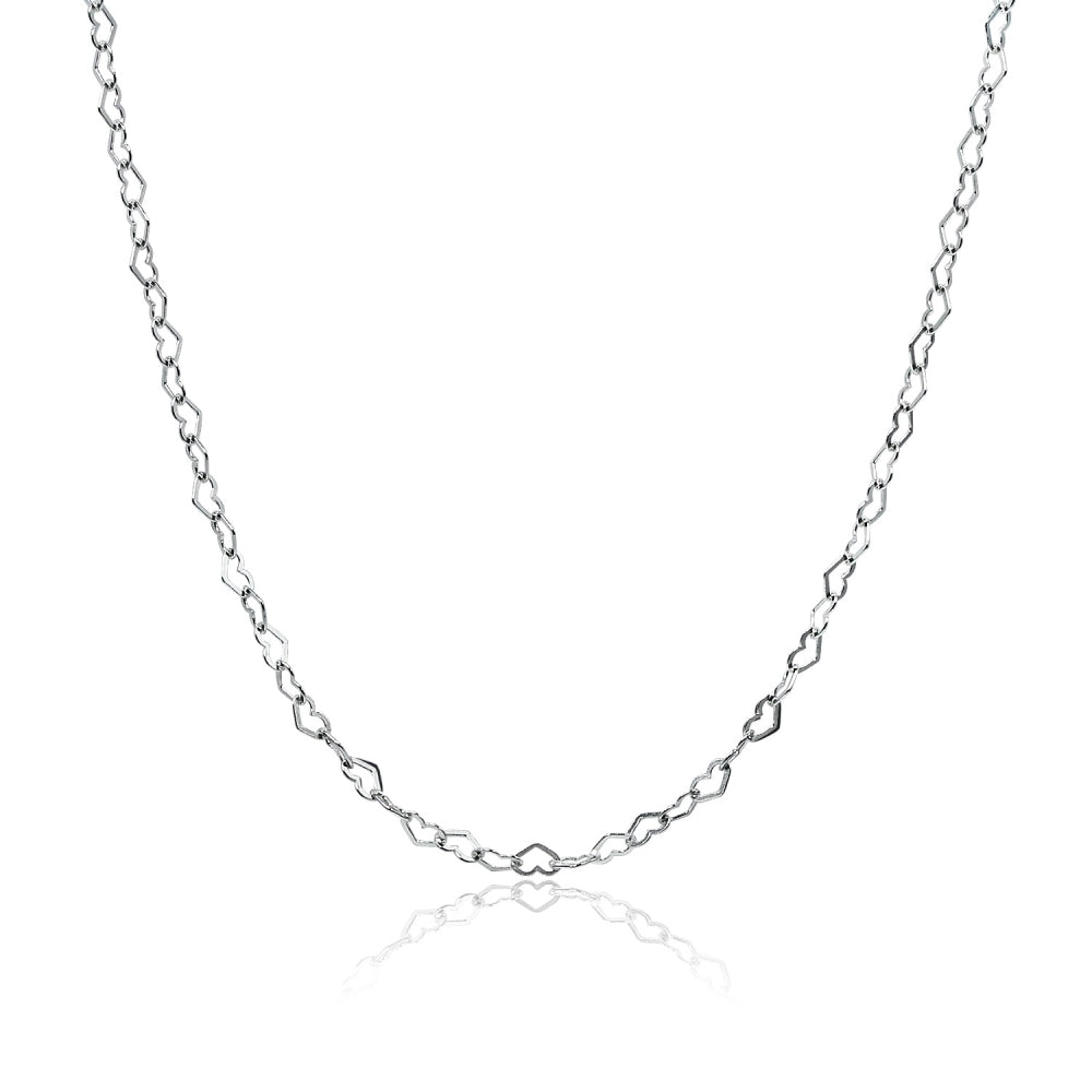 Sterling Silver Heart Link Chain Choker Necklace