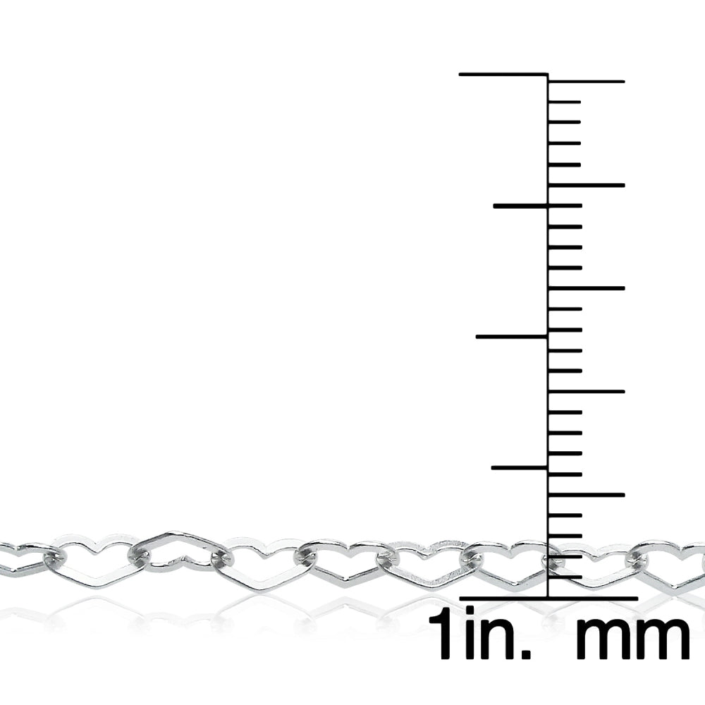Sterling Silver Heart Link Chain Choker Necklace-4