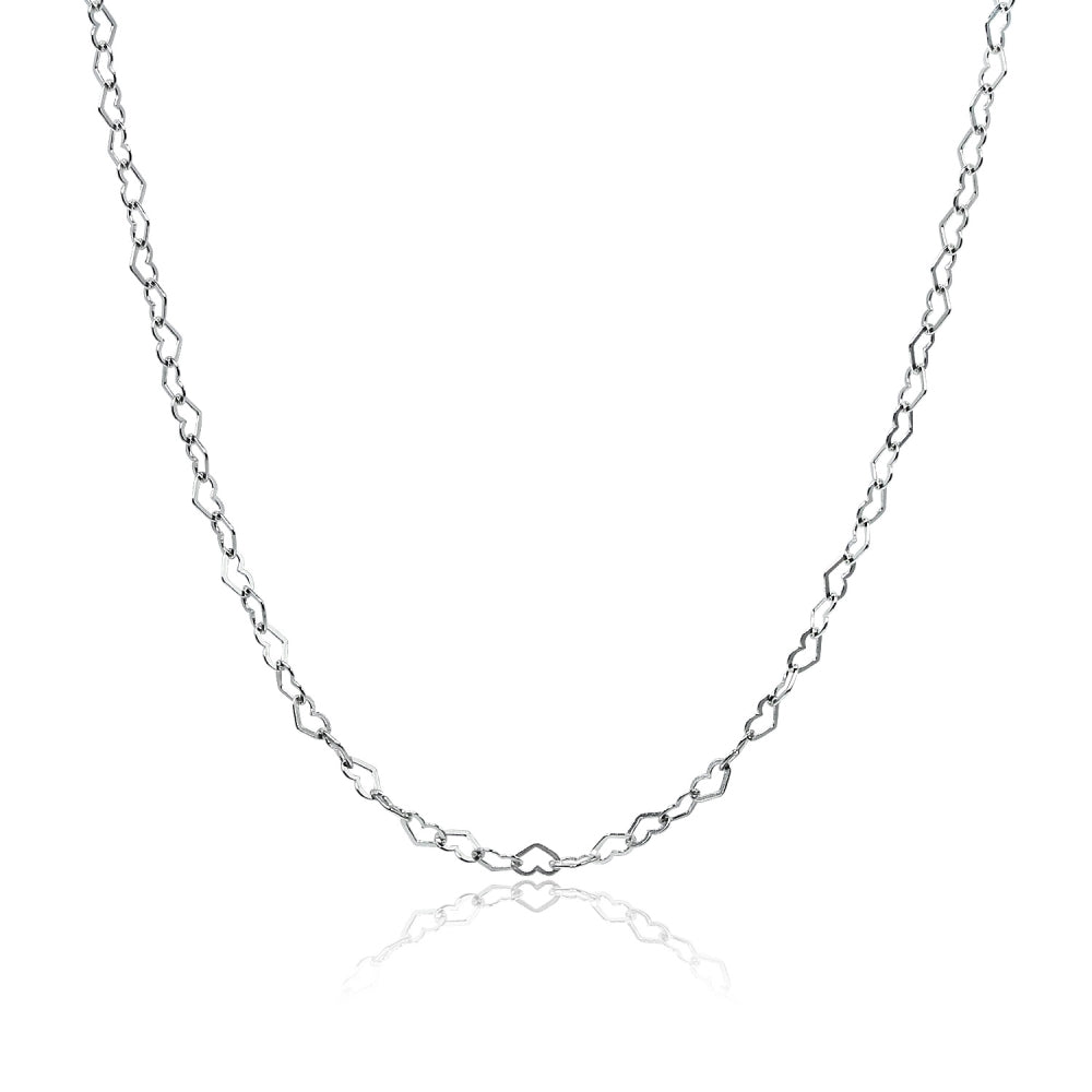 Sterling Silver Heart Link Chain Necklace, 18 Inches