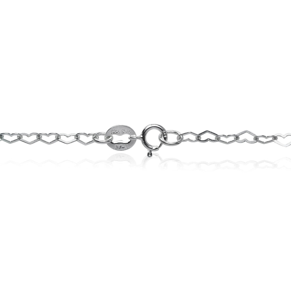 Sterling Silver Heart Link Chain Necklace, 18 Inches-2