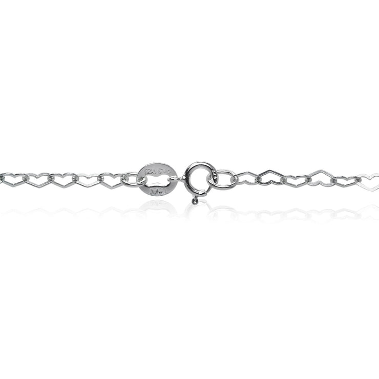 Sterling Silver Heart Link Chain Necklace, 20 Inches