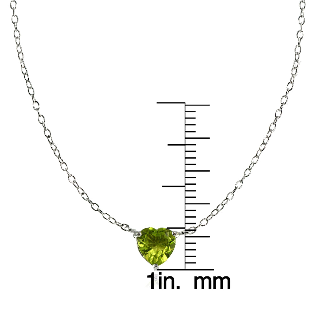 Sterling Silver Small Dainty Peridot Heart Choker Necklace-3