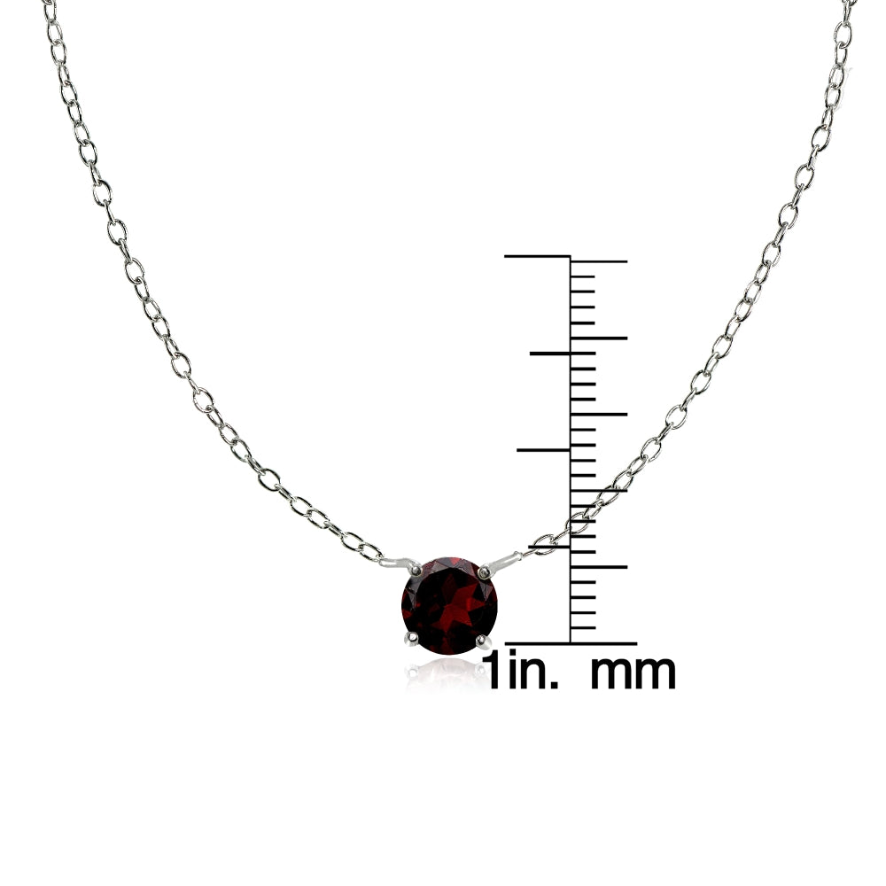 Sterling Silver Small Dainty Round Garnet Choker Necklace-2