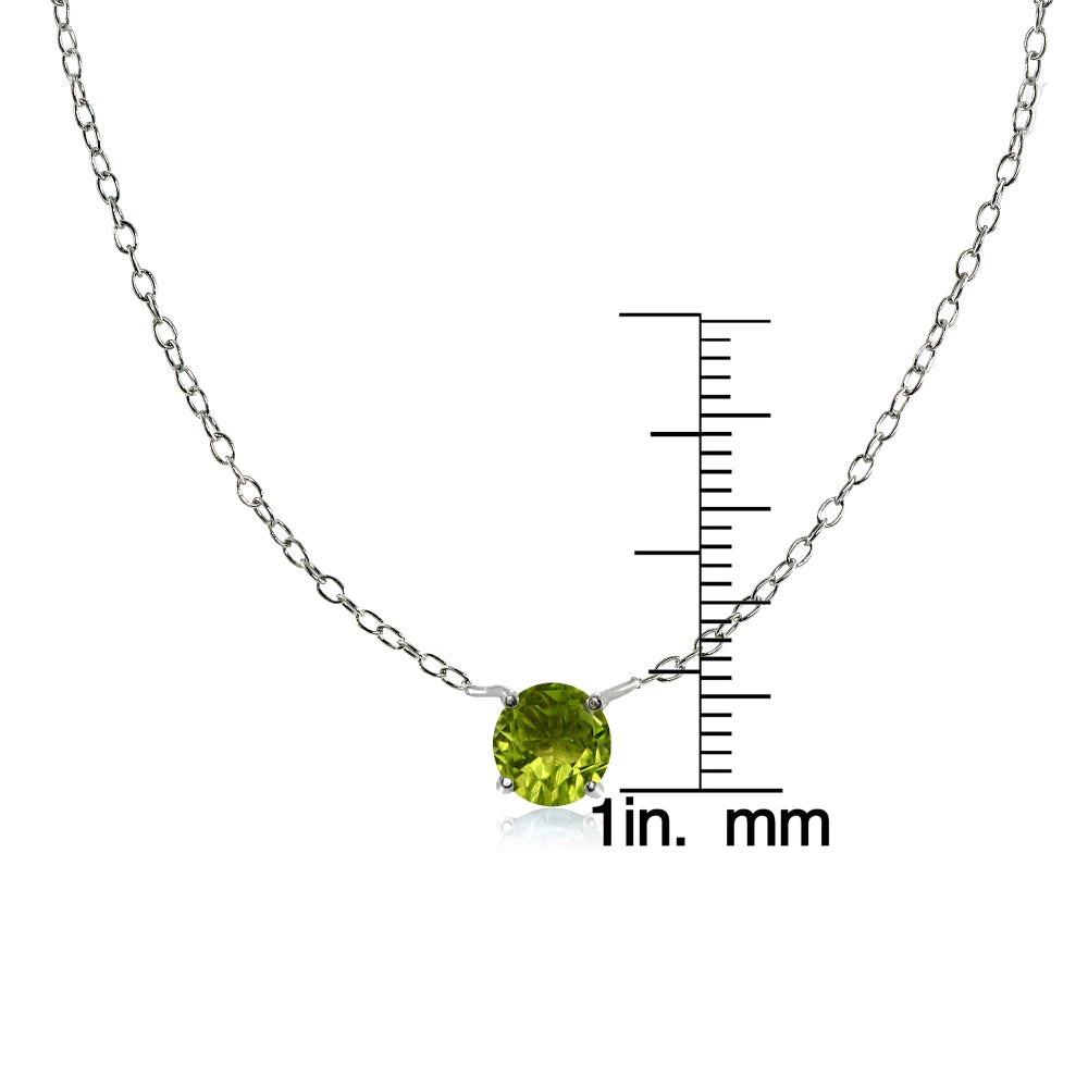 Sterling Silver Small Dainty Round Peridot Choker Necklace-2