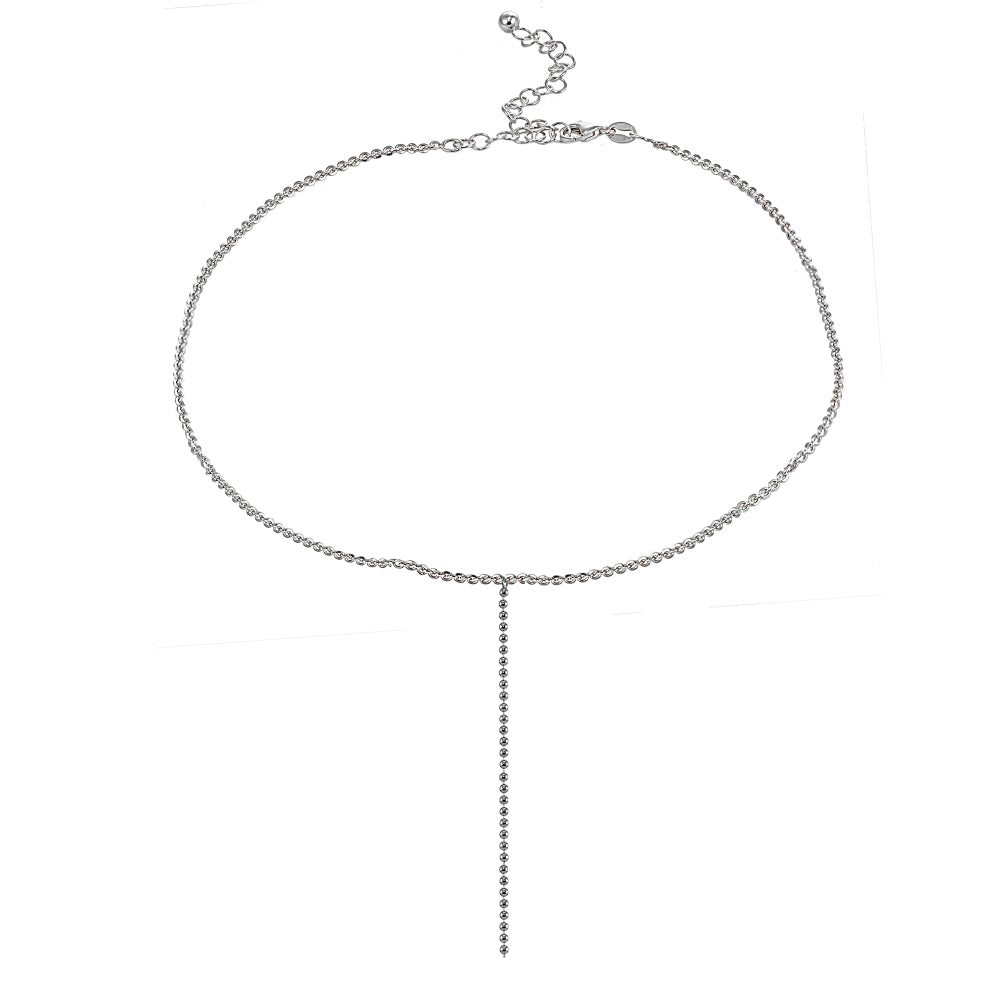 Sterling Silver Italian Ball Beads Chain Lariat Drop Y Necklace-3