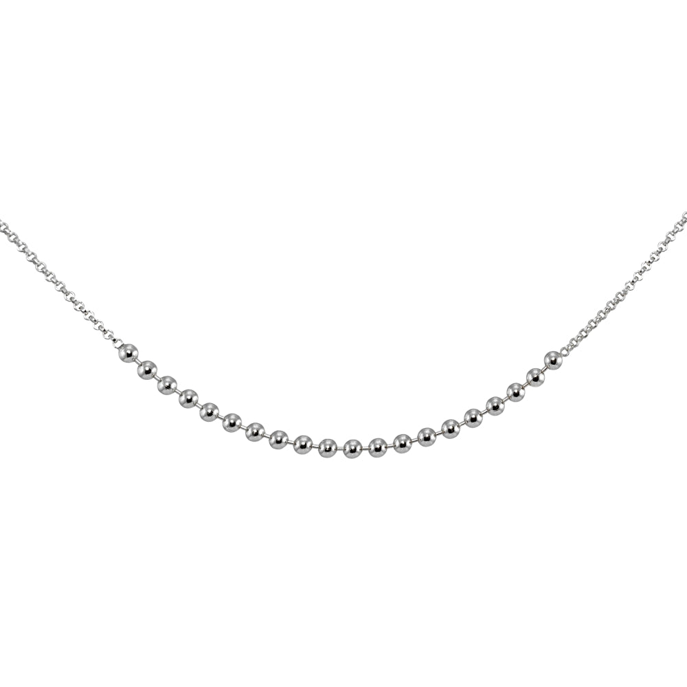 Sterling Silver Polished Beads Italian Chain Choker Necklace-3
