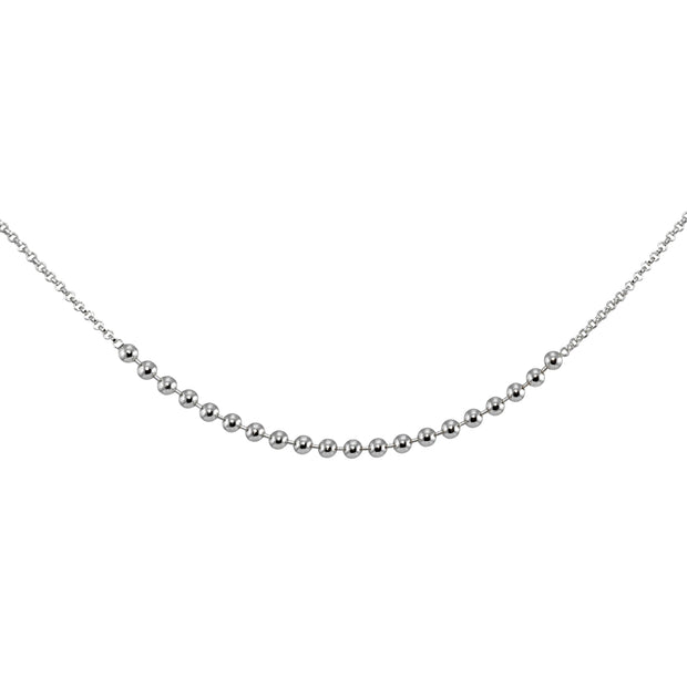 Sterling Silver Polished Beads Italian Chain Choker Necklace