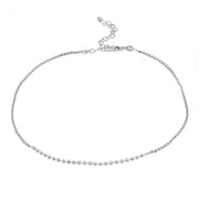 Sterling Silver Faceted Beads Italian Chain Choker Necklace