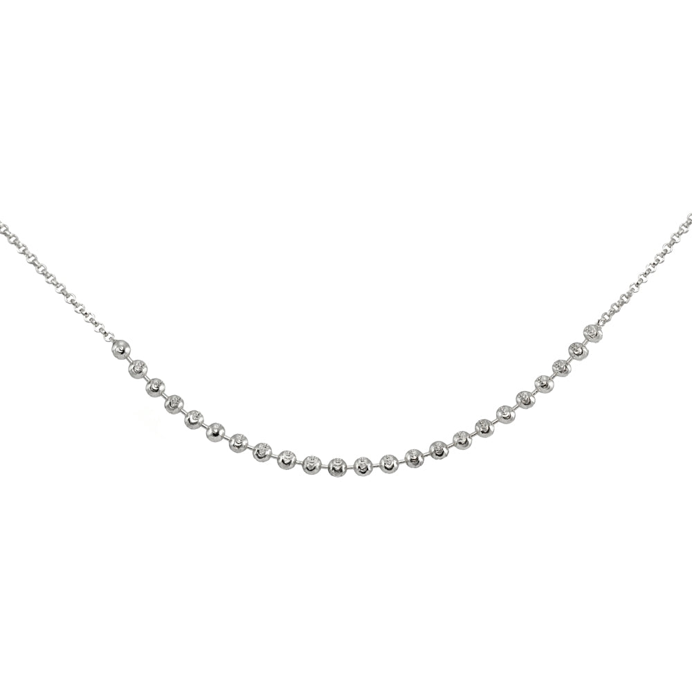 Sterling Silver Faceted Beads Italian Chain Choker Necklace-3