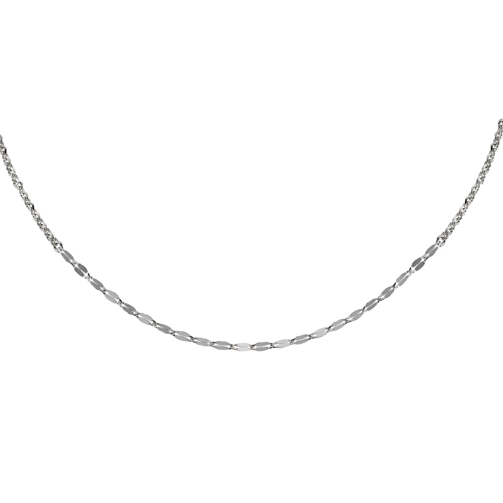 Sterling Silver Cable with Fashion Link Italian Chain Choker Necklace-3