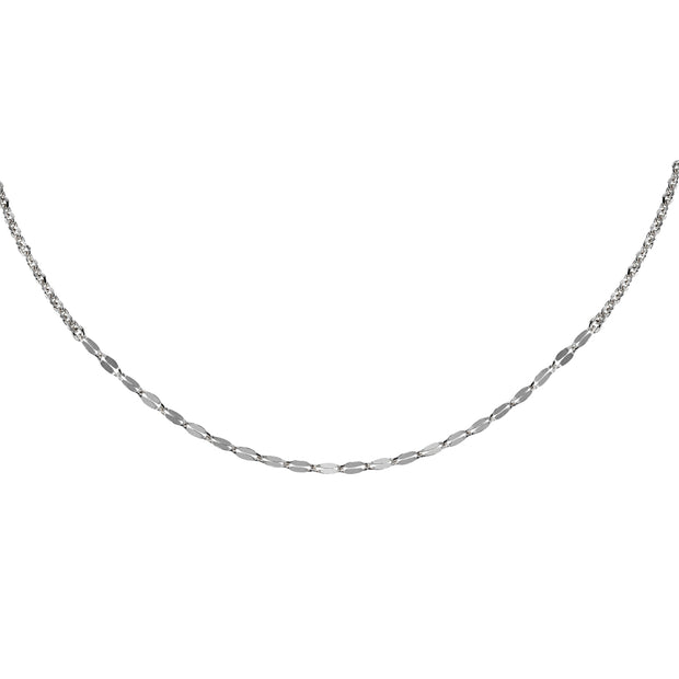 Sterling Silver Cable with Fashion Link Italian Chain Choker Necklace
