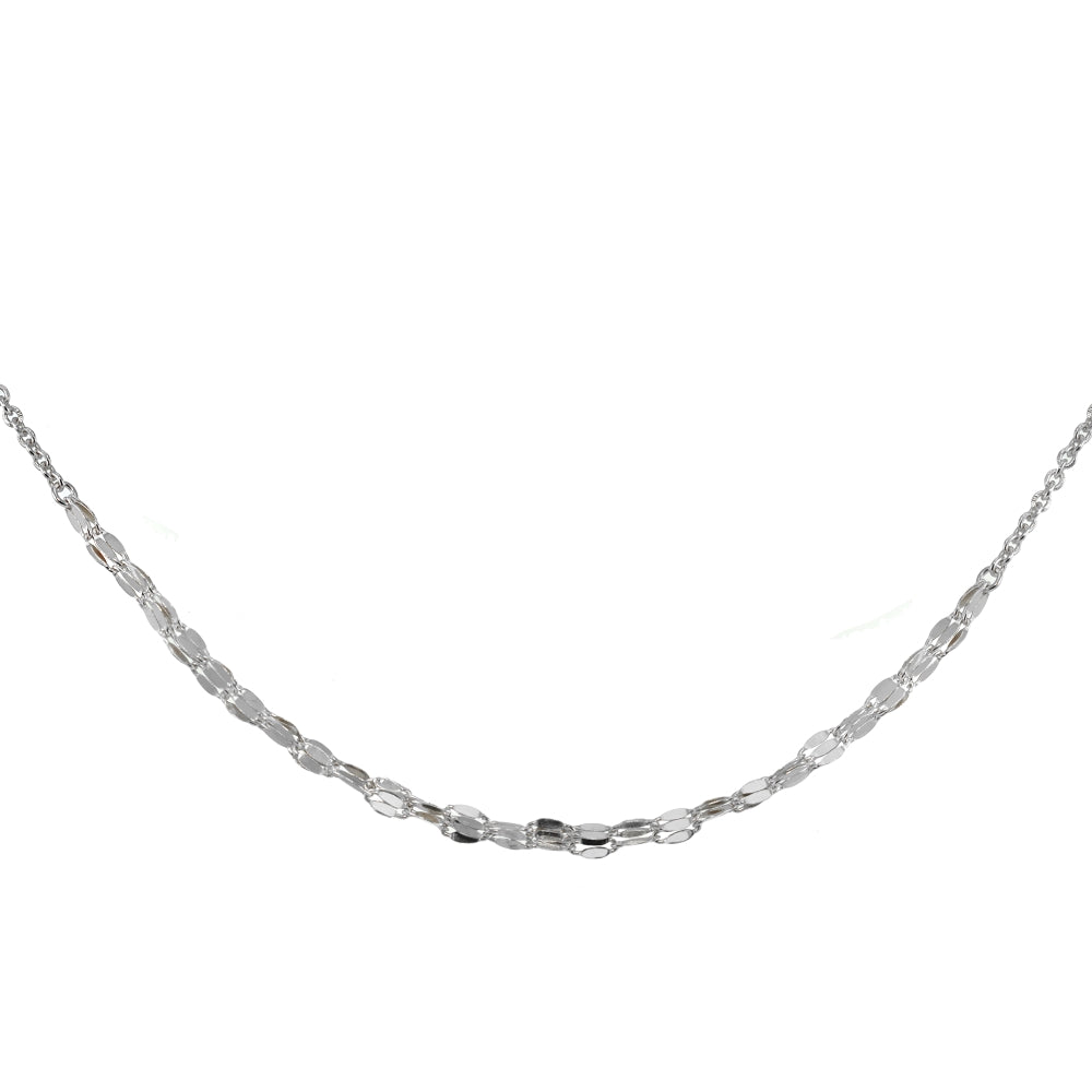 Sterling Silver Cable with Fashion Link Italian Chain Triple Layered Choker Necklace-3