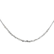 Sterling Silver Cable with Fashion Link Italian Chain Triple Layered Choker Necklace