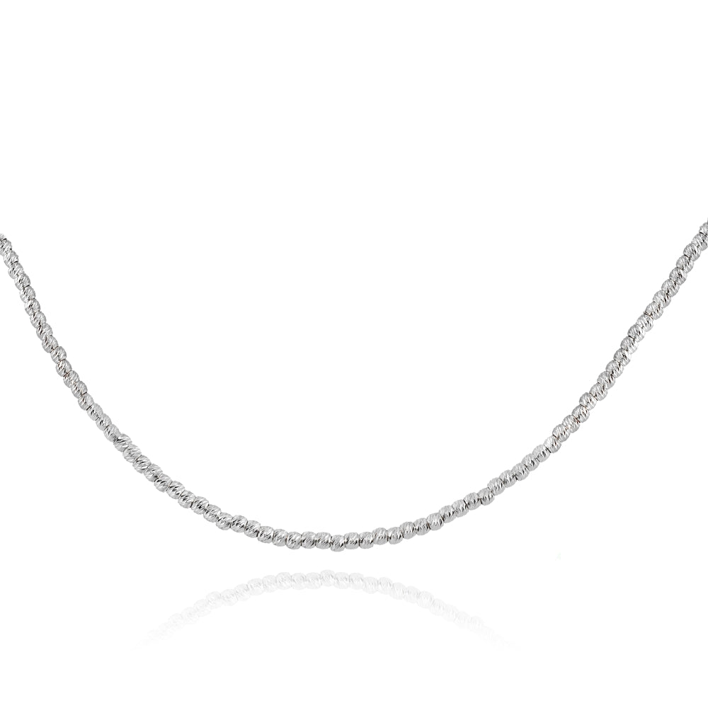 Sterling Silver Diamond-Cut Beads Adjustable Italian Chain Choker Necklace-2